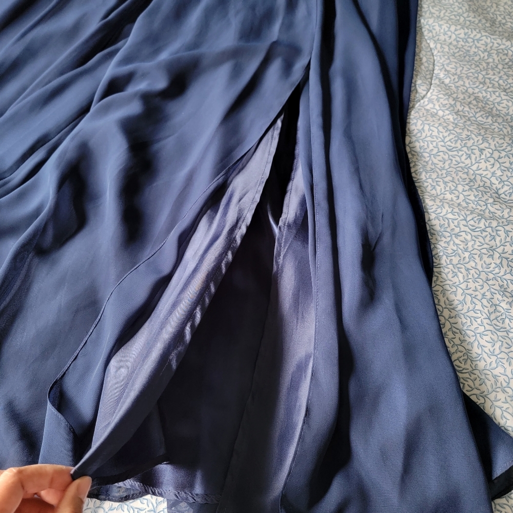 Weddington Blue Strapless Chiffon‎ Full Length Maxi Dress Gown Size 2 - Picture 12 of 14